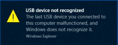 USB device not recognized