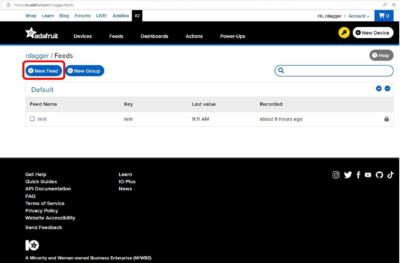 Adafruit IO New Feed