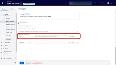 Twilio Add Webhook Function