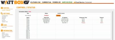 Web Interface Control Status